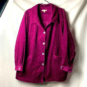 WOMEN‎ WITHIN SIZE  2X(26/28) PURPLE WINE CORDUROY SHIRT JACKET PLEATED BACK